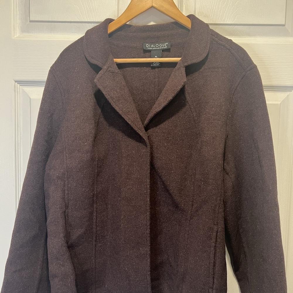 Dialogue Wool Blend Coat XL Brown Magnetic Snap